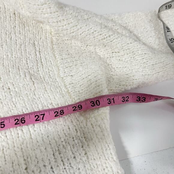 Free People Oversized Cowl Neck Sweater BFF Size M Chunky Knit White Slouchy - Picture 12 of 14